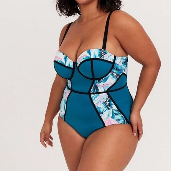 Torrid Slim Fix Underwire Piping One Piece Swimsuit 5 D/DD - Picture 1 of 13